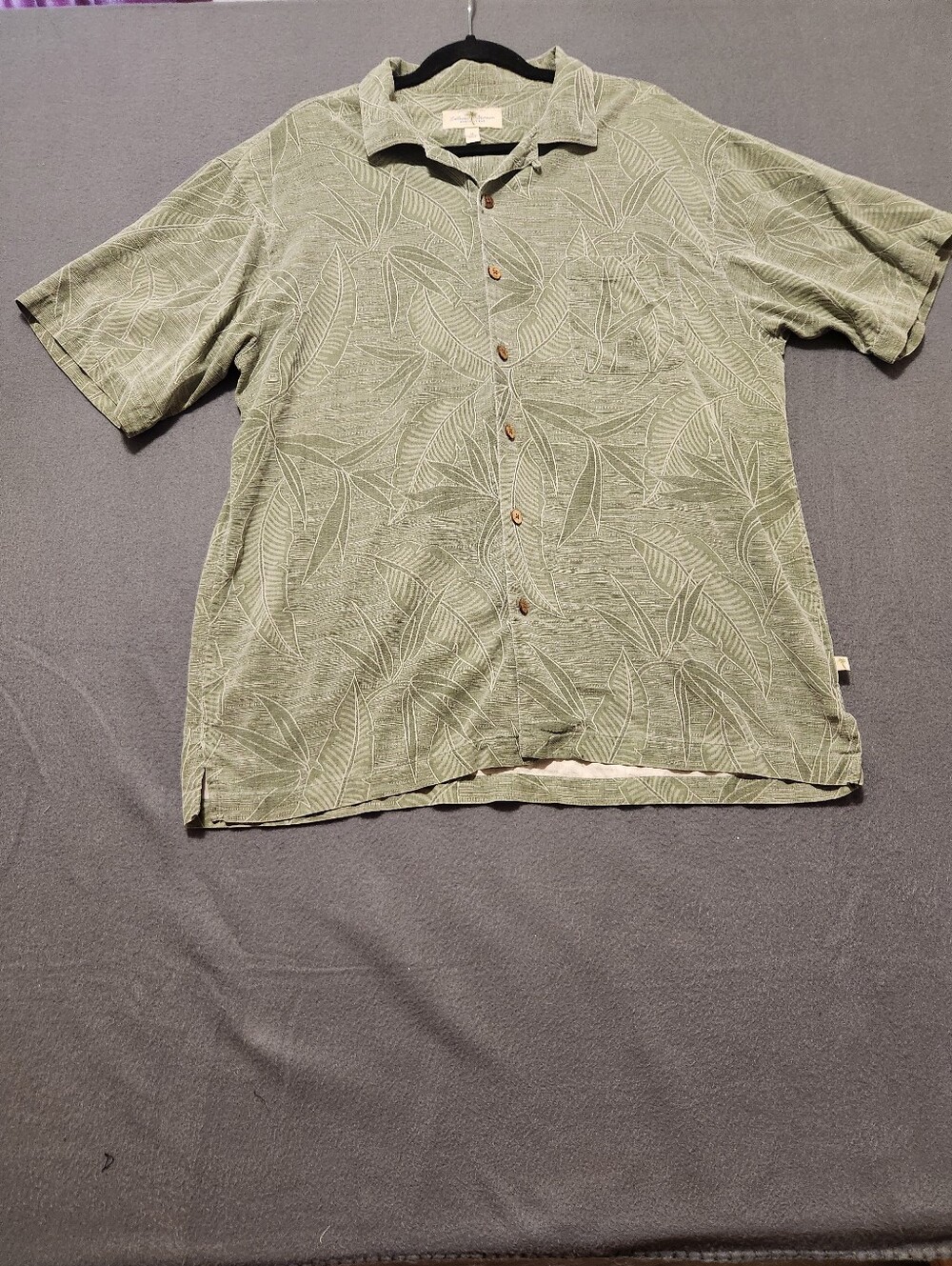 Island Shores Button Up Shirt Men Size XL Green Tropical Hawaiian 100% Washable